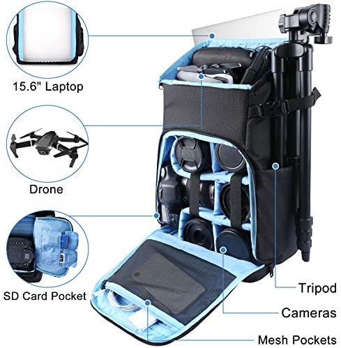 Mochila da câmera Endurax, mochilas de drones de câmeras à prova d'água para fotógrafos, 2 bolsas de