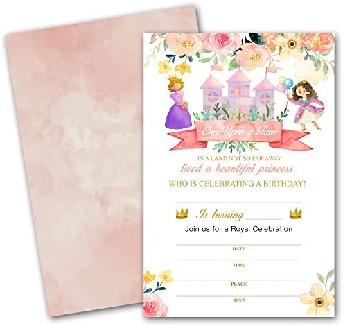 Convites de festa de aniversário do Princess Castle 25 cartões com envelopes, chá de bebê/ gênero