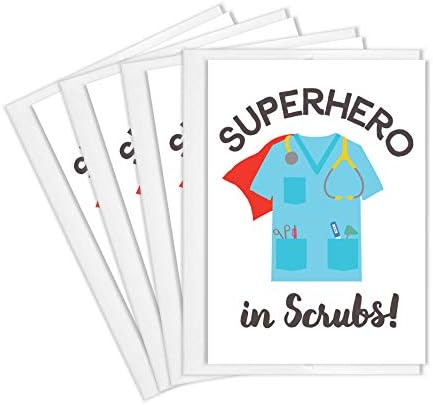 Expressões minúsculas - Super -herói no conjunto de cartões Scrubs para enfermeiros, médicos, paramédicos