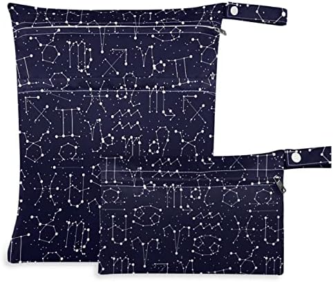 Constelação ZZXXB Zodiac Saco de pano molhado à prova d'água de fraldas reutilizáveis ​​Saco seco molhado