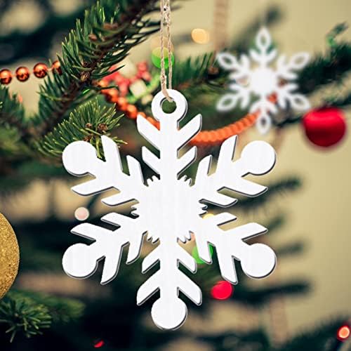 6pcs Decoração de Natal Snowflake chip pingente de madeira pingente artesanal esculpindo floco de neve decorações