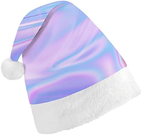 Pink Blue Stripe Art Marble Plexh Christmas Hat de chapéu de Papai Noel e Belos chapéus com borda