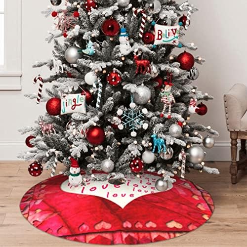 Salia de árvore de Natal 48 - corações vermelhos Love Xmas Tree Mat for Christmas Decoration Ano Novo Festas