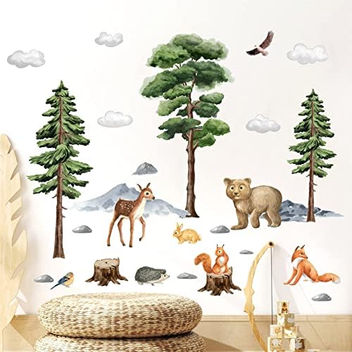 Jungle Animals Decalques de parede, animais de desenho animado adesivos de parede, adesivos de parede