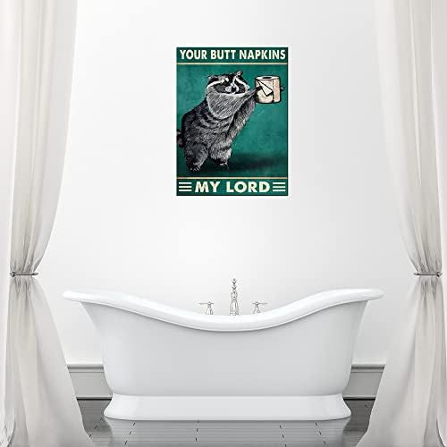UNIYA Funny Retro Bathroom Canvas Arte da parede Seus guardanapos de bunda My Lord Raccoon Animal Wall Art Obra de arte impressa para a moldura de decoração para casa para pendurar