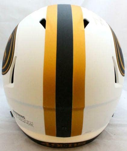 Frank Gore autografou o San Francisco 49ers f/s capacete de velocidade lunar - JSA W *Ouro - Capacetes NFL