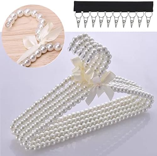 Agricue 10 Pack Pearl Hangers for Women Roups Cabines Gabinete de noiva Bowknot de miçanga para vestidos de noiva Cabides