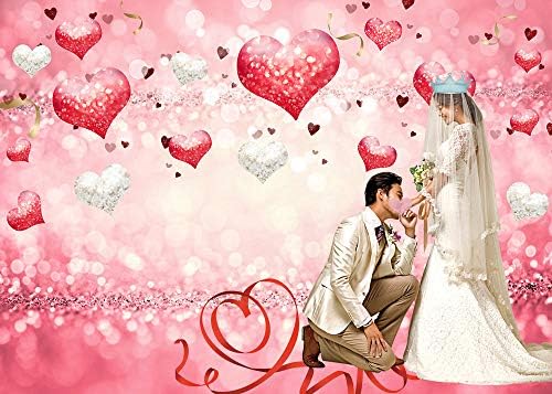 Castas do dia dos namorados, rosa, amor, coração glitter lantejouno bokeh fotografia de fundo casamento 5x3ft