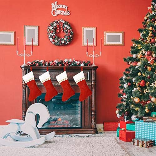 Daljiafa Christmas meias grandes kits de meia de Natal brancos para decoração de casa de férias Classic Classic