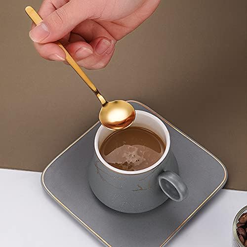 Pacote de 6, colheres de café aço inoxidável banhado a ouro, mini colheres de chá de muulaii colheres