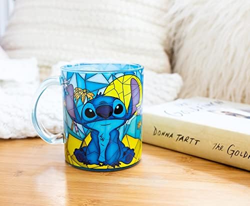 Disney Lilo & Stitch Mosaic Glass Caneca | Xícara de café grande tropical para café expresso, cafeína, bebidas,