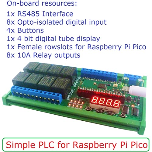 Eletechsup DC 12V 24V 8CH Timer de atraso multifuncional RS485 Módulo de relé Modbus para Raspberry Pi Pico