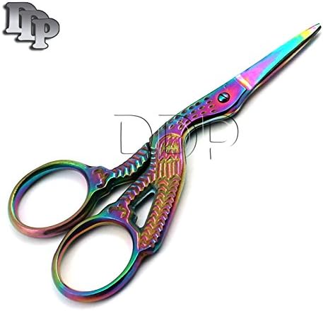 Conjunto DDP de 2 Multi Titanium Color Rainbow Stok Stoking Bordado Tesoura de 3,5 forma de pássaro