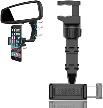 Oiperiey Multifuncional Retrovisor Espelho Phone Phone, 360 Suporte de espelho retrovisor para carro para carro,
