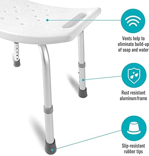 DMI Cadeira de chuveiro assento para banheira para banheira ou chuveiro para chuveiro interno, feito de alumínio