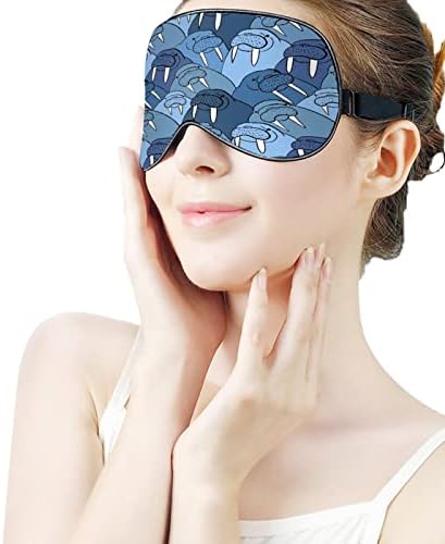 Linda morsa dormindo máscara de venda de olho fofo capa engraçada com alça ajustável para mulheres