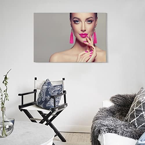 Posters de spa de salão de beleza lábios rosa moda moda rosa unhas de arte postes de arte pretailtters
