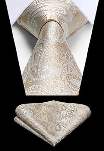 Hishern laços para homens Paisley Floral tie lençador clássico de tecido de tecido de tecido e conjunto quadrado