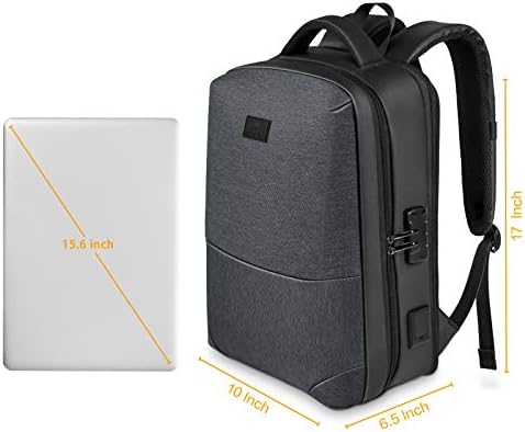 Mochila de laptop de shell dura anti -roubo 15,6 polegadas, bloqueio de mochila de negócios expansível à prova