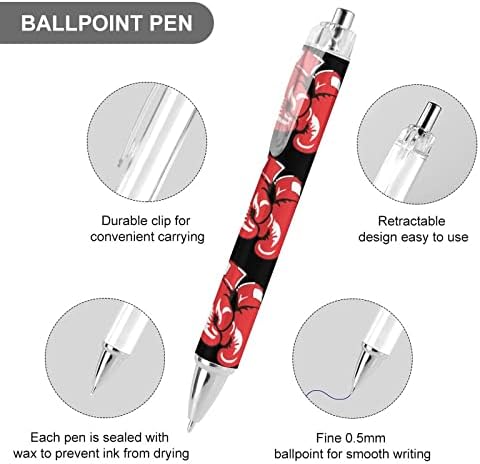 Luvas de boxe vermelha caneta de esfera retrátil 0,5 Micro ponto de barril redondo flexível para escrever
