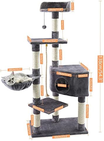Houkai Multi-Level Cat Tree Play House Climber Activity Center Tower Hammock Furniture Post Scratch