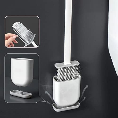 Escova de vaso sanitário de cama, escova de silicone montada na parede Base drenável com uma ferramenta