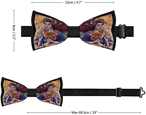 Weedkeycat belo japonês gueixa engraçada gravata pré-amarrada laço formal laço