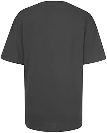 Camisetas cinza escuro para meninas adolescentes outono de verão de manga curta letra de gola gráfica