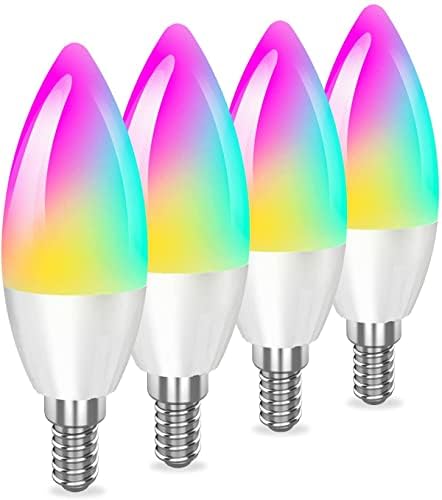 E12 Smart Bulbs ， B11 Candelabra Light E12 Base, Luzes de Alteração de Cor Brilho Ajuste Lâmpadas Inteligentes