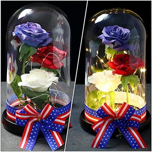 Soimiss 1pc American Independence Day Decor artificial de rosa decoração de lâmpada de rosas