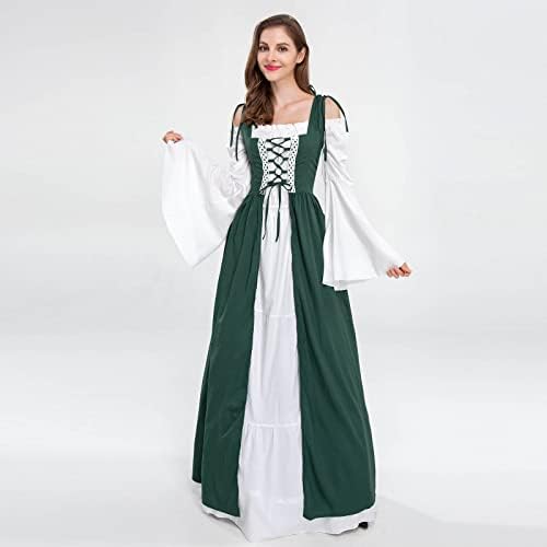 Vestido renascentista Mulheres de tamanho de fada de fada Medieval Dress Dress Pirate camponês Ren Faire traje longo vestido