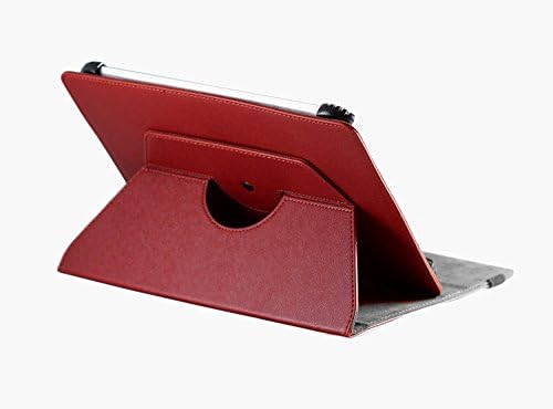 Capa de couro Faux Red Faux Red Navitech com 360 suporte de rotação compatível com o Galaxy Tab E