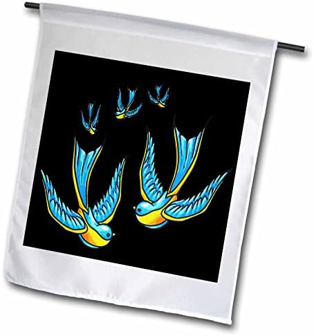 3drose tattoo estilo swallows in azul e amarelo em preto - bandeiras