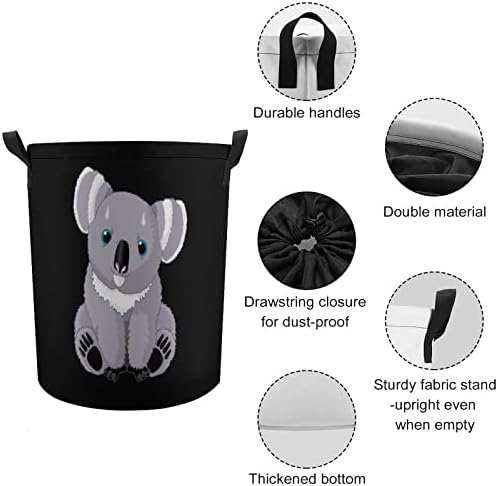 Animal fofo coala coala cesto dobrável cesta de roupas seladas cestre organizador com alça durável para o quarto