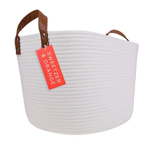 Sweetzer e laranja cesta de armazenamento de corda de algodão grande de tecido - cestas de armazenamento