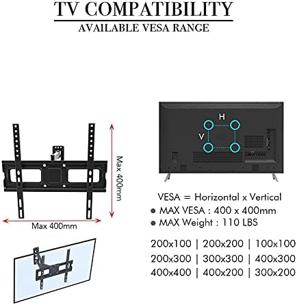 Parede da TV de aço inoxidável TV para a maioria das TVs curvas planas de 32 a 65 polegadas, parede de TV de