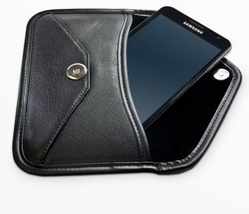 Caixa de ondas de caixa compatível com Vodafone Smart V10 - bolsa de mensageiro de couro de elite, design de capa de couro sintético Design - Jet Black