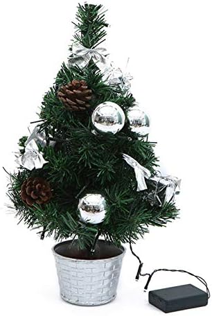 Árvore de Natal Wogqx Mini com ornamentos e 40 luzes LED, pequena árvore de decoração de desktop