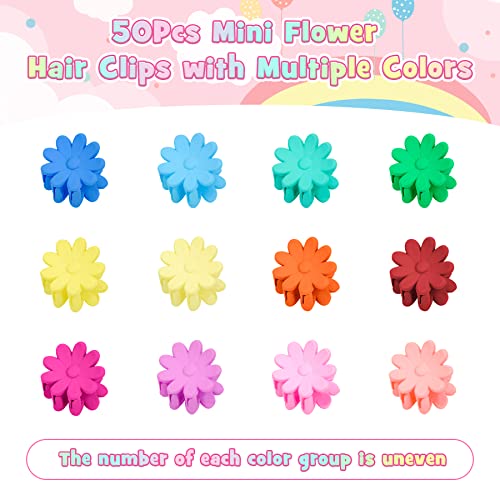 Clipes de cabelo mini mini para meninas, 50pcs pequenos clipes de garra de flores para cabelos, cores