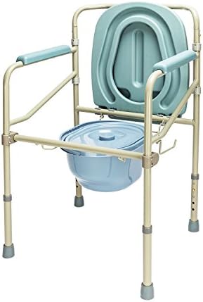 Mefeir Commody vaso sanitário Potty cadeira aço 330 libras, suprimento de dobra médica com quadro de segurança