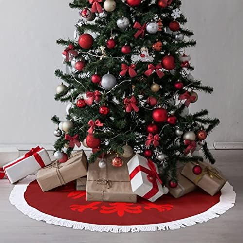Polish Flag Eagle Christmas Tree Mat Skirt Tree Base Tampa com borlas para festa de férias Decoração de Natal 48 x48