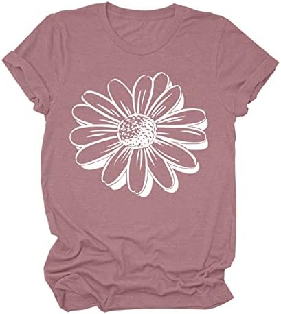 Womens Summer Tops Casual Manga curta Casual Daisy Dandelion Butterfly Graphic T SHISTES SHAMTS LOLH