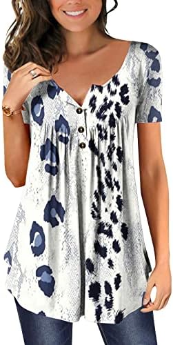 T-shirt floral feminina Hold Belly Blouse Flowy Blouse Short Sleeve Button Up Tee Top Pullover camisa