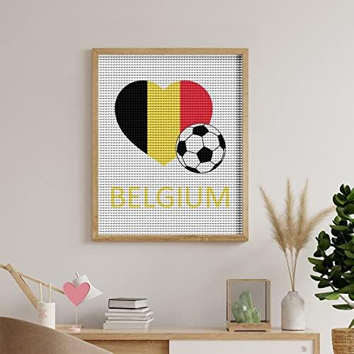 Love Bélgica Soccer Diamond Art Painting redond Full Drill Picture for Wall Home Bedroom Decoração