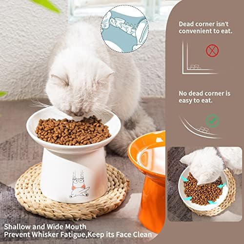 Tigelas de comida de gato de cerâmica extra larga de 6,5 polegadas, porcelana, prato de alimentação de
