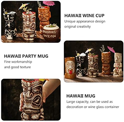 Doitool Tiki caneca havaiana copo de festa de bebida caneca de cerâmica caneca grande bebida de bebida