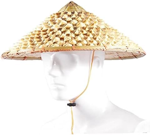 Zonstro vietnamita japonesa coolie palha de palha de bambu hat hat jardim pesca, bege, 42x15cm