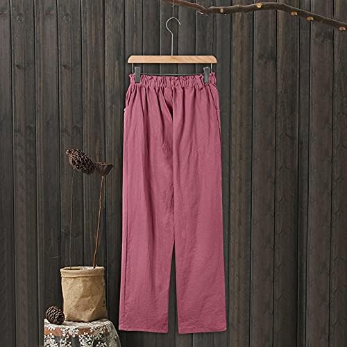 Calça camponês para mulheres shorts de linho de praia de verão 3/4 calças de moletom de calças