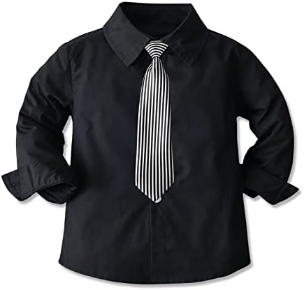 Angelwilla Criandler Camisa de roupas de roupas de meninos com gravata, suspensórios e calças de smok