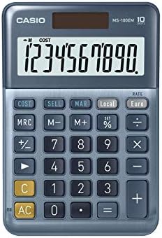 Casio MS-100EM Calculadora de desktop 10 Custo de conversão de moeda/margem/margem, frontal de alumínio,